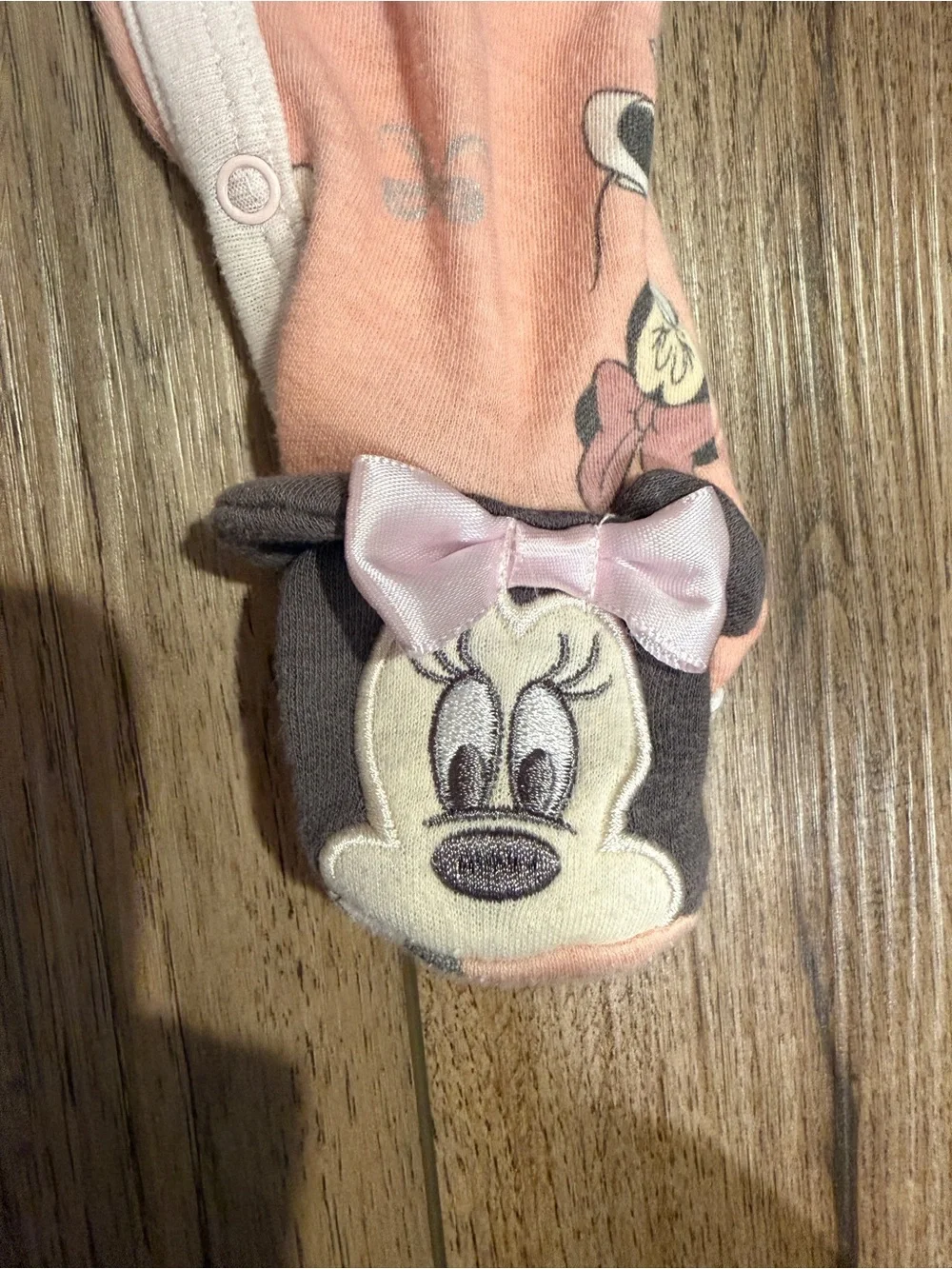 Disney Peach Minnie Mouse Footed One-Piece
